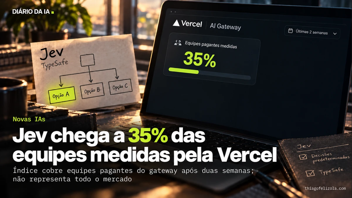Ilustração de bloco de decisão Jev com opções predefinidas e cartão de medição de 35% no gateway da Vercel.