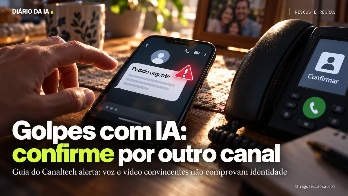 Ilustração de mensagem urgente com alerta em smartphone e um segundo telefone para confirmar o pedido por contato já conhecido.