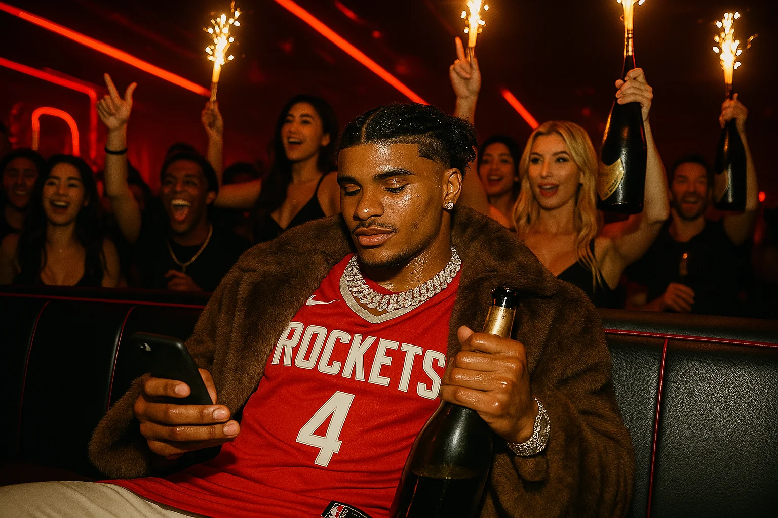 Adam Silver at a wild neon-lit nightclub
