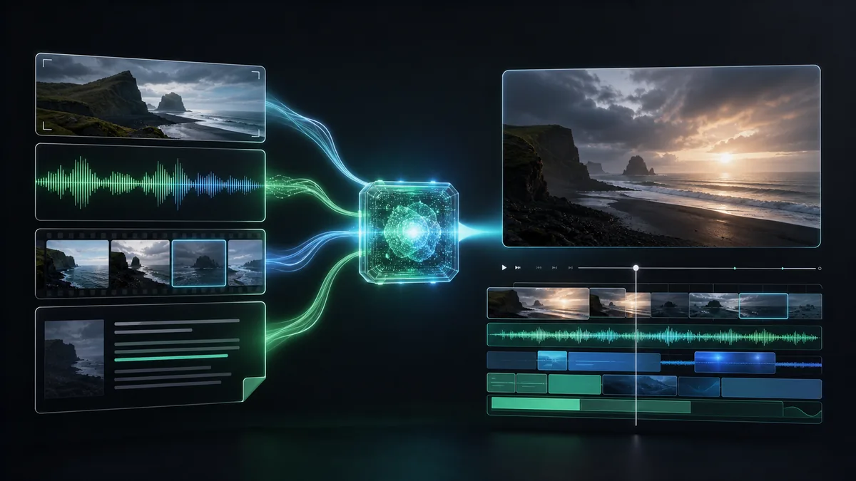 Gemini Omni unindo imagem, áudio, vídeo e texto para gerar vídeo editável com IA